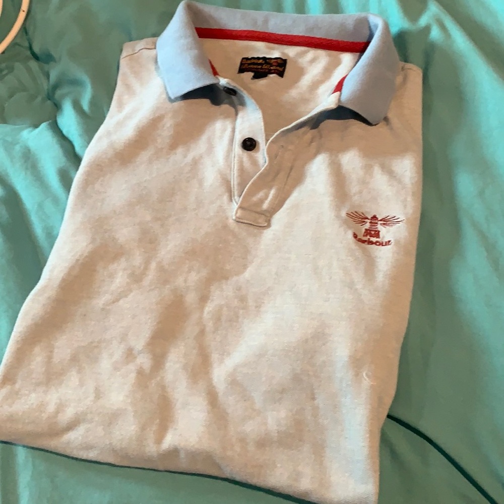 Barbour Beacon Brand Slim Fit Polo Ice Blue Sz L